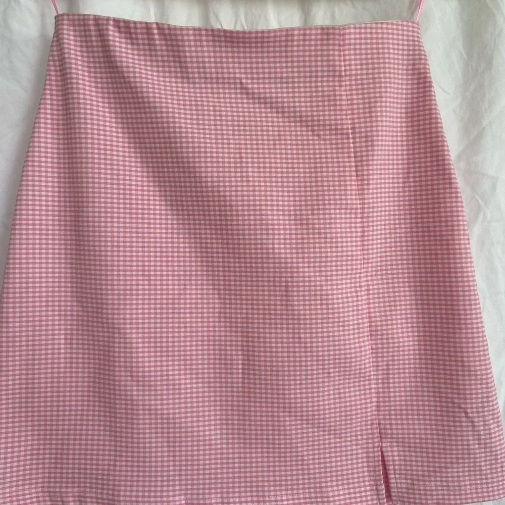 TOPSHOP pink mini single layered plaid skirt Size 4 NEW - Picture 4 of 12
